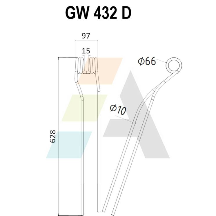 Dent d'andaineur, pour KRONE 265 063 0, 265011.0, 51918.01, pièce interchangeable