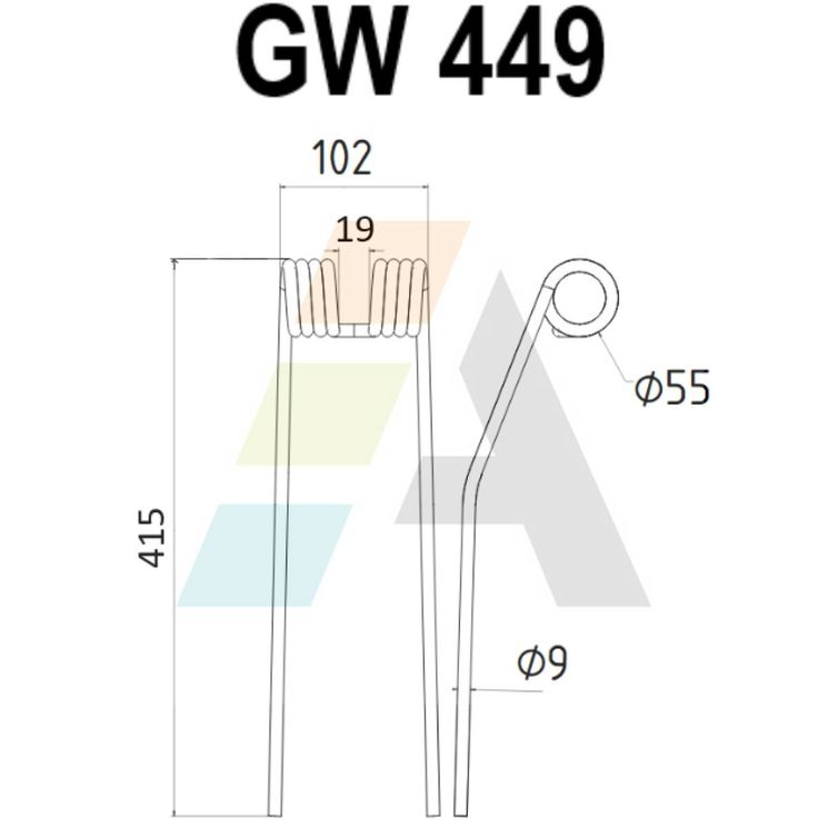 Dent d'andaineur, pour FORT, LS40025, pièce interchangeable