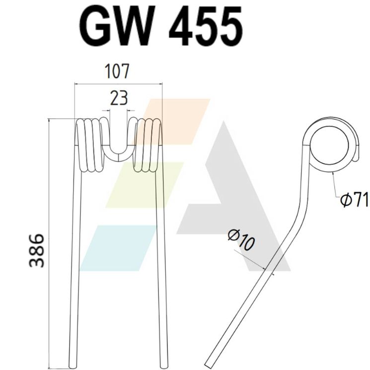 Dent de faneuse pour POTTINGER 00436148, 436152, 436153, pièce interchangeable