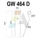 Dent de faneuse pour FRANSGARD, VICON, PZ340, 41436, VGPZ339KR, pièce interchangeable