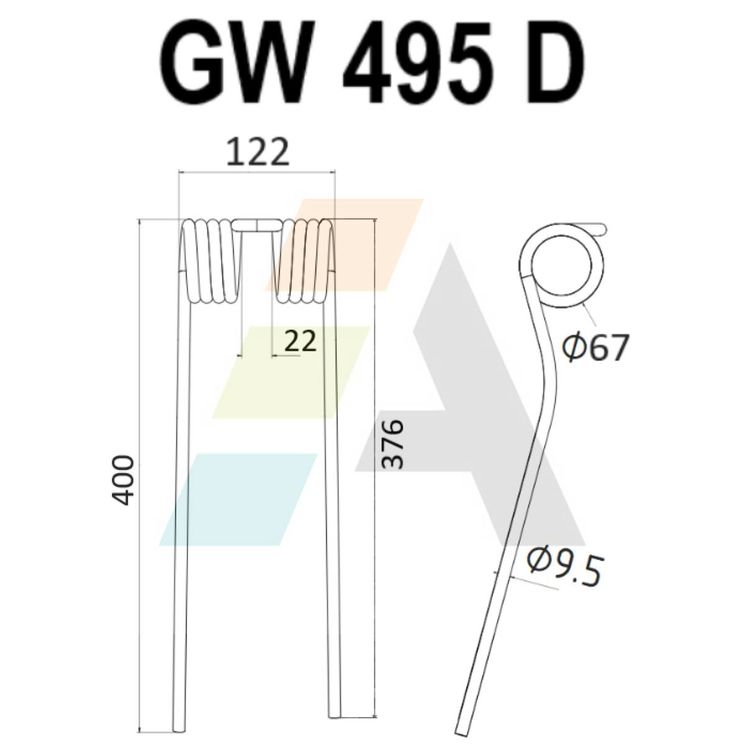 Dent de faneuse pour SIP, 154796000, 52795.10, pièce interchangeable