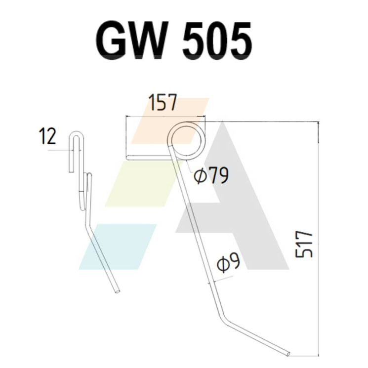 Peigne arrière semoir GASPARDO, 517 mm, G18903650, pièce interchangeable