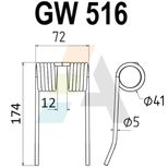 Dent pick-up 174 mm, fil 5 mm, pour presse à balles NEW HOLLAND, HESSTON, 84012422 - 84012422, pièce interchangeable