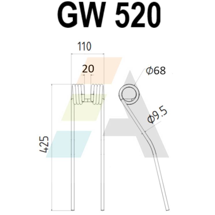 Dent de faneuse pour GALFRE 466420, pièce interchangeable