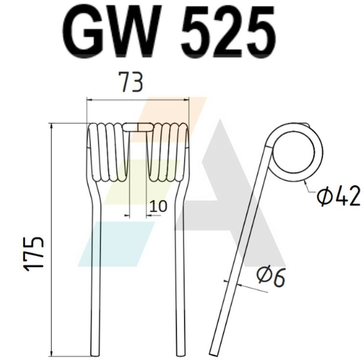 Dent pick-up 175mm, fil 6mm, pour presse à balles KRONE 27009836.1, 270098361, pièce interchangeable