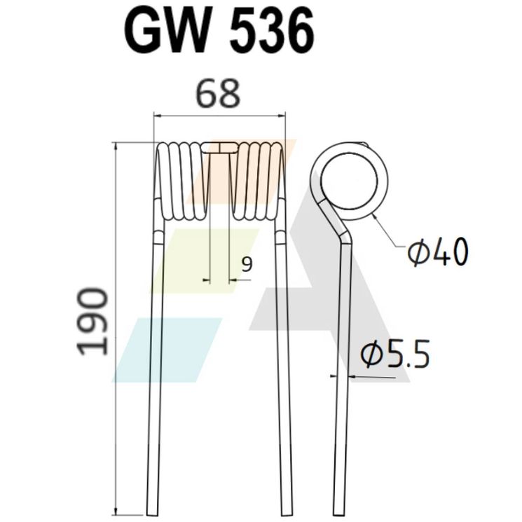 Dent pick-up 190mm, fil 5,5mm, pour presse à balles CLAAS-BAUTZ 8483810, 08483810, pièce interchangeable