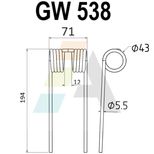 Dent pick-up 194 mm, fil 5,5 mm, pour presse à balles JOHN DEERE 864, CC128802, pièce interchangeable