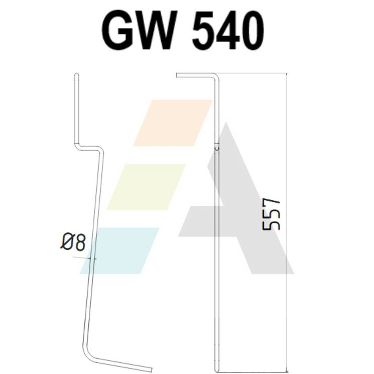 Dent de herse étrille fil 8 mm, TREFFLER, gauche, pièce interchangeable