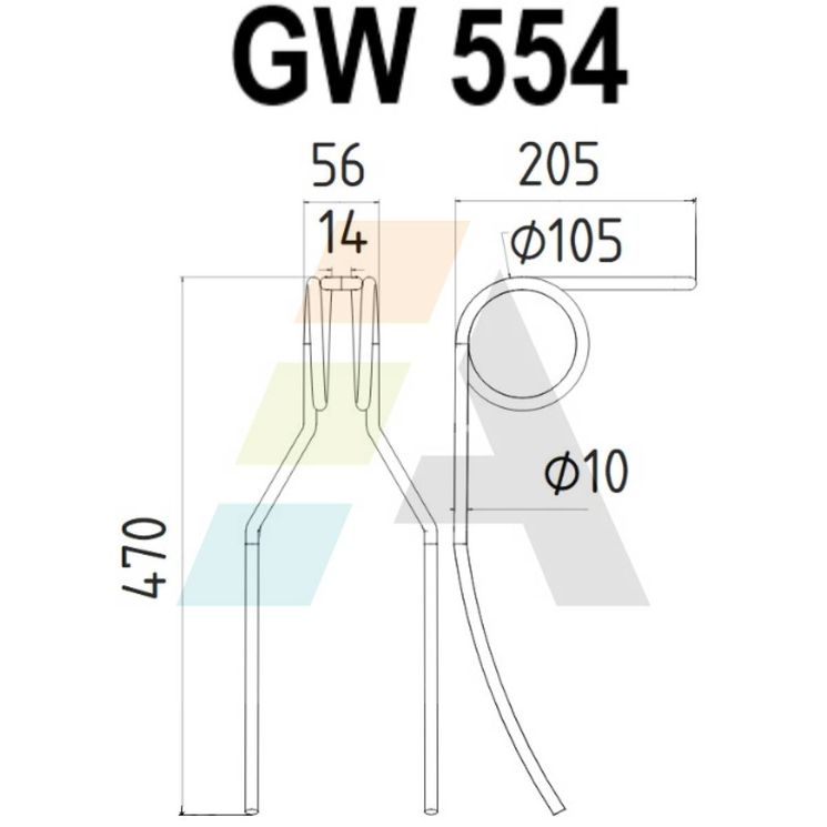 Peigne de herse double griffe 10mm, pour semoir POTTINGER 008612370900, 0 8612.37.090.0, pièce interchangeable