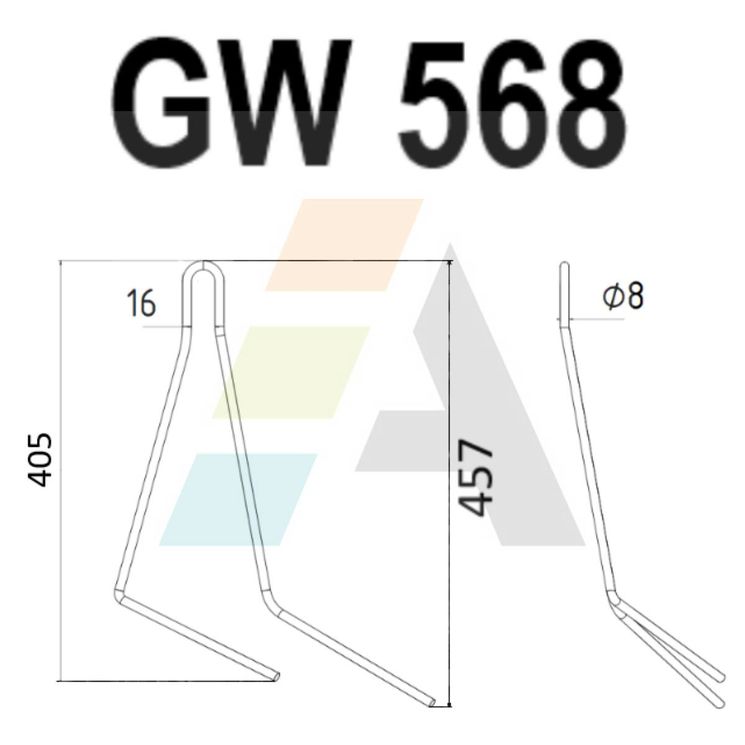 Peigne de herse double griffe 8mm, pour semoir POTTINGER - RABEWERK, 90063916, pièce interchangeable