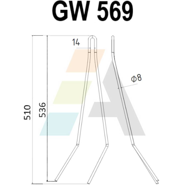 Peigne de herse double griffe 8mm, pour semoir POTTINGER - RABEWERK, 90063917, pièce interchangeable