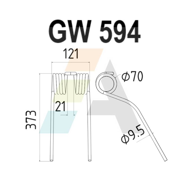 Dent double griffe pour faneuse ROZMITAL, 6761200, pièce interchangeable