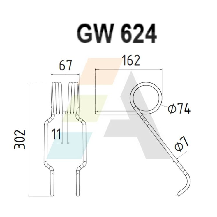 Peigne double griffe pour AMAZONE, 977457, 245977457, pièce interchangeable