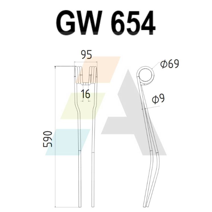 Dent d'andaineur, pour KVERNELAND A131227388, pièce interchangeable