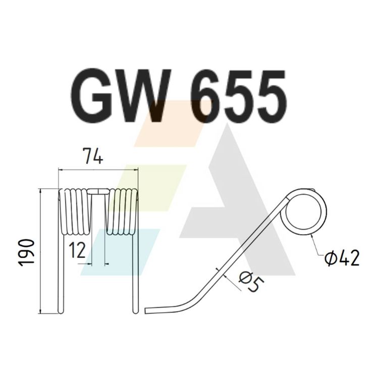 Dent pick-up 190mm, fil 5mm, pour presse à balles NEW HOLLAND, 87394243, pièce interchangeable