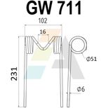 Dent pick-up pour presse à balle JOHN DEERE, E 10711, pièce interchangeable