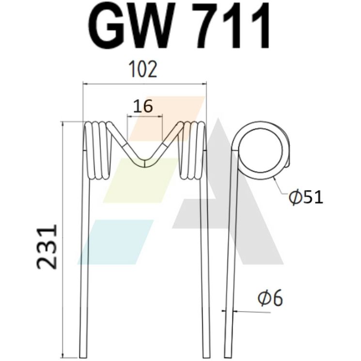 Dent pick-up pour presse à balle JOHN DEERE, E 10711, pièce interchangeable