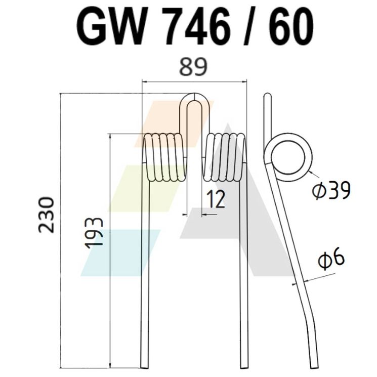 Dent pick-up 230mm, fil 6mm, pour presse à balles HESSTON, 700 055 071, pièce interchangeable