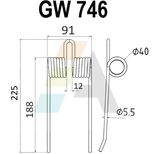 Dent pick-up 255mm, fil 5,5mm, pour presse à balles HESSTON, 707 893 746, pièce interchangeable