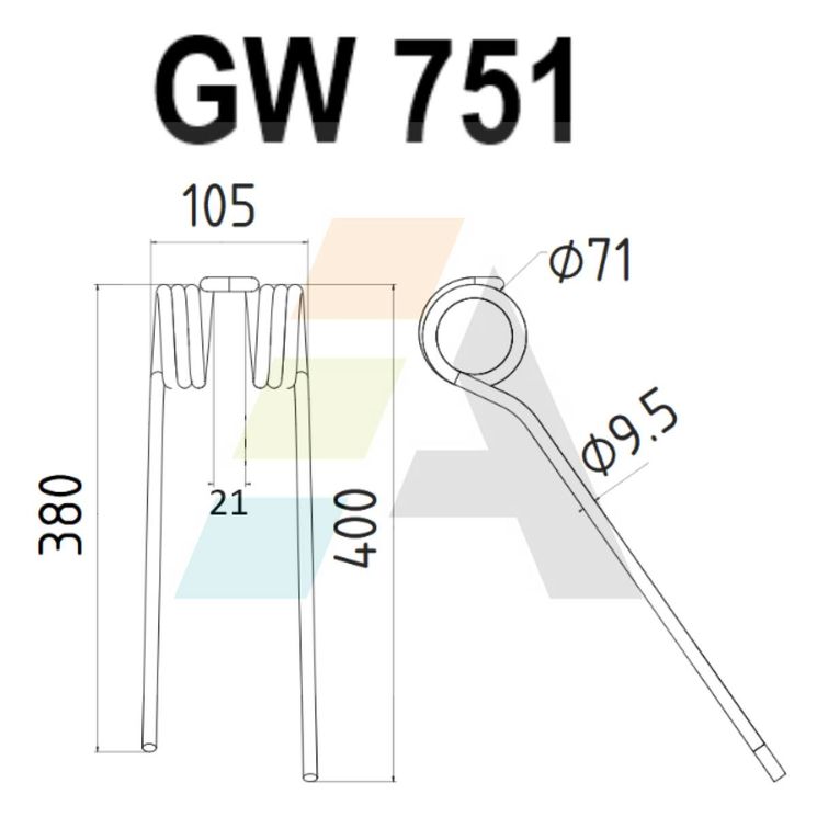 Dent de faneuse droite pour POTTINGER, 436149, pièce interchangeable