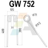 Dent de faneuse gauche pour POTTINGER, 436150, pièce interchangeable