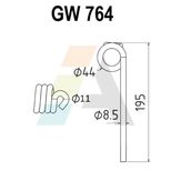 Dent pick-up 195mm, fil 8,5mm, pour presse à balles JOHN DEERE CC50764, pièce interchangeable