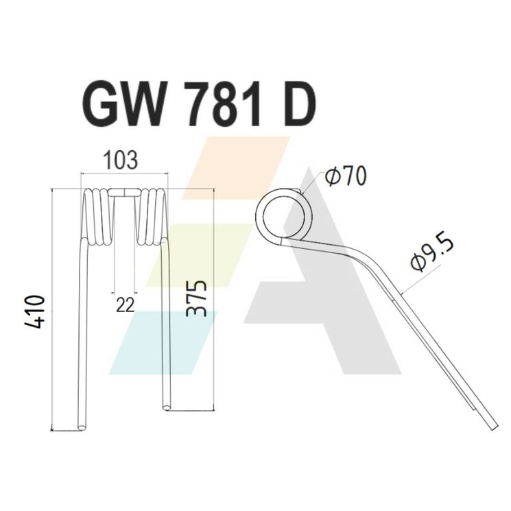 Dent de faneuse pour STOLL, 0673743, 0673741, pièce interchangeable