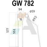 Dent d'andaineur, pour FELLA 162058, FEL162058, 53243, pièce interchangeable