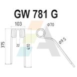 Dent de faneuse pour STOLL, 067 37 42, pièce interchangeable