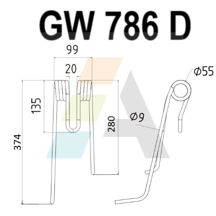 Dent de faneuse pour LELY 4104611590, pièce interchangeable