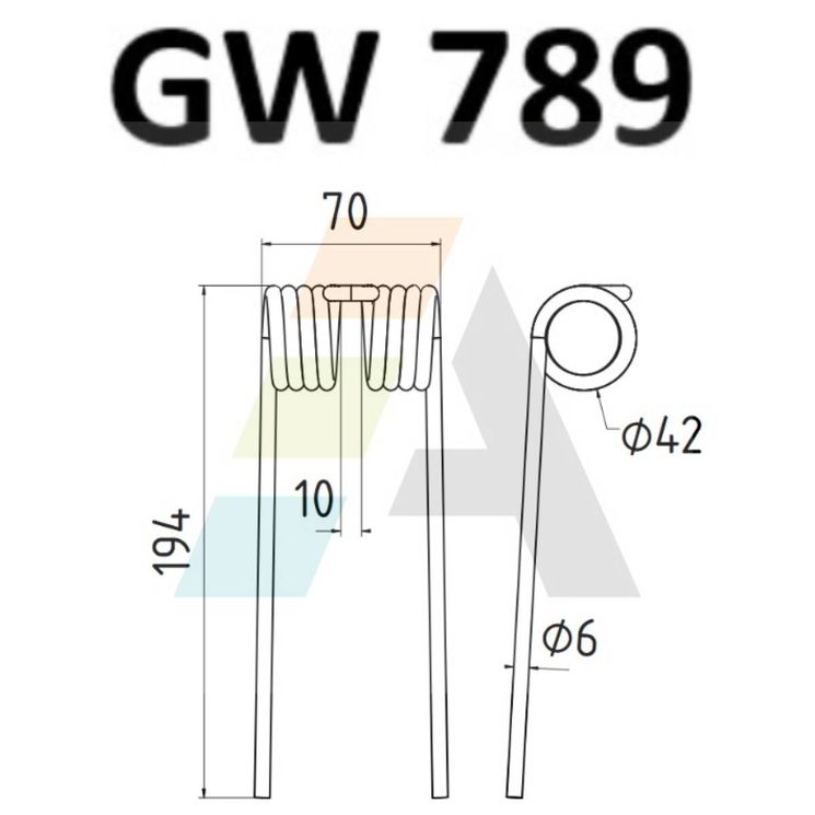 Dent pick-up 194mm, fil 6mm, pour presse à balles WELGER, 940523200, pièce interchangeable