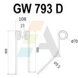 Dent de faneuse pour STOLL, 0673743, 0673741, 673743, 52893, pièce interchangeable