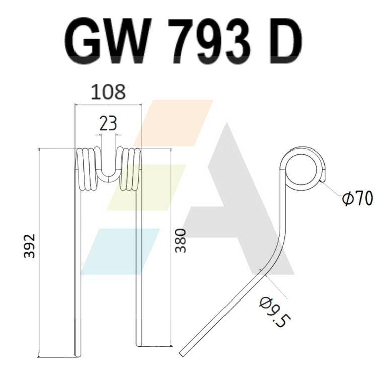 Dent de faneuse pour STOLL, 0673743, 0673741, 673743, 52893, pièce interchangeable