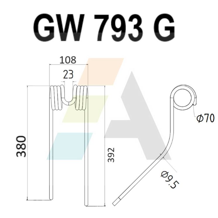 Dent de faneuse pour STOLL, 0673744, 0673742, 52545, pièce interchangeable