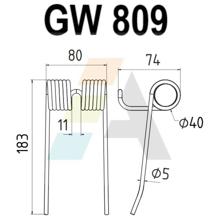 Dent pick-up 183mm, fil 5mm, pour presse à balles DION, F42-20566P, pièce interchangeable