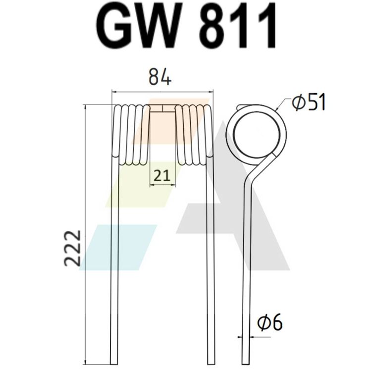 Dent pick-up 222mm, fil 6mm, pour presse à balles STARK INDUSTRIES, SPK001, pièce interchangeable