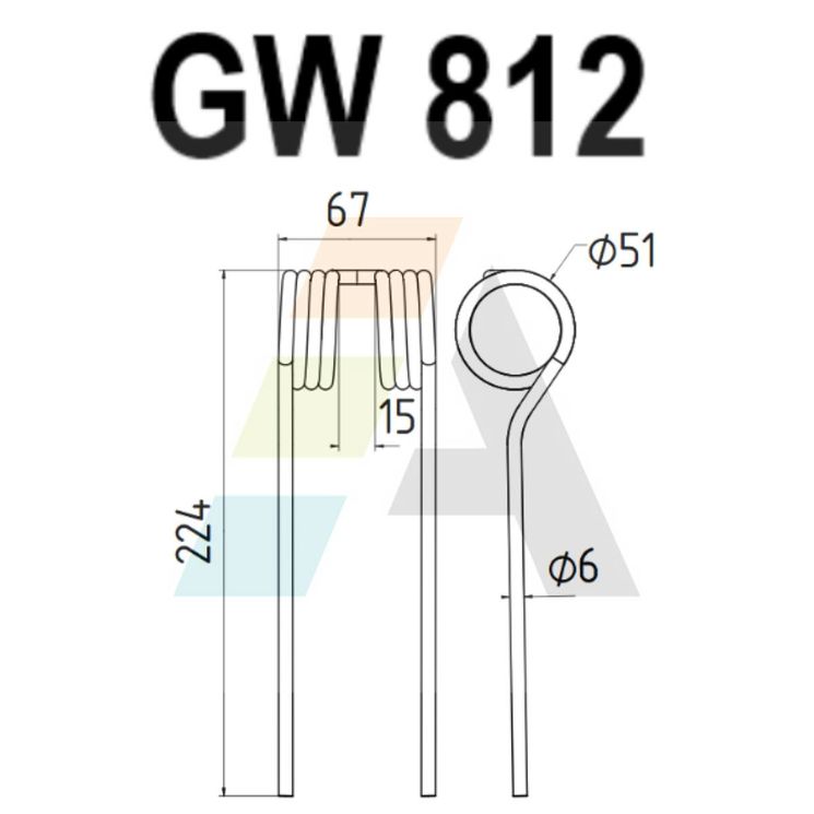 Dent pick-up 224mm, fil 6mm, pour presse à balles STARK INDUSTRIES, SPK001 DESHY, pièce interchangeable