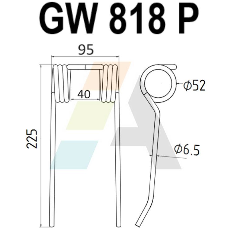 Dent pick-up 225mm, fil 6,5mm, pour presse à balles IDASS, 510 002, pièce interchangeable