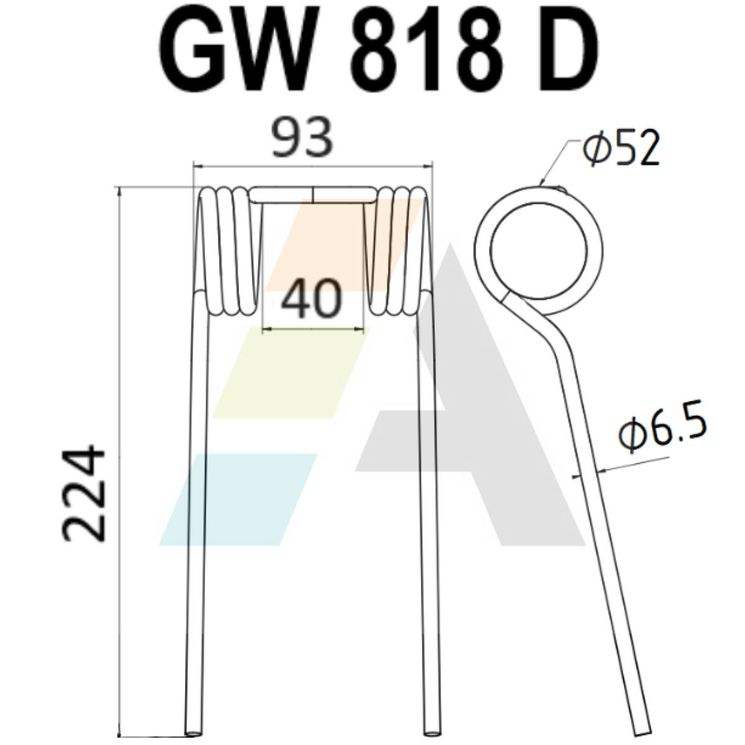 Dent pick-up 224mm, fil 6,5mm, pour presse à balles IDASS, 8 000 818 , pièce interchangeable