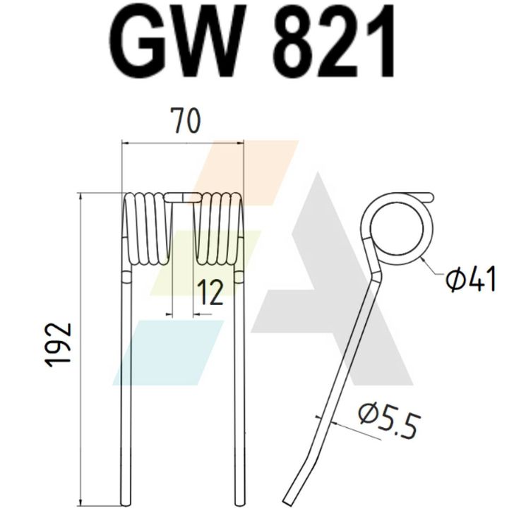 Dent pick-up 192mm, fil 5,5mm, pour presse à balles CLAAS-BAUTZ, pièce interchangeable