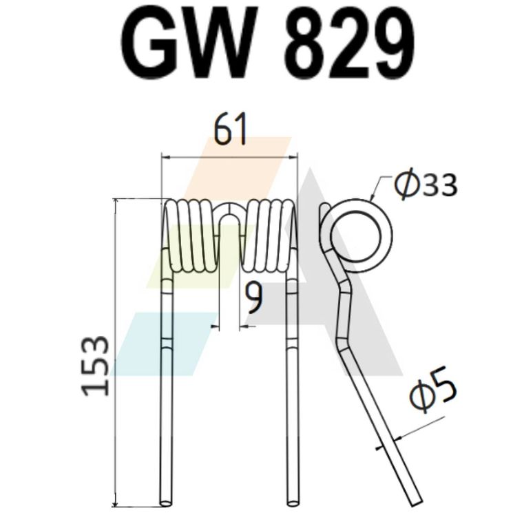 Dent pick-up 153mm, fil 5mm, pour presse à balles KRONE 278552.1, 278552.0, 938275.0, 938118.0, pièce interchangeable