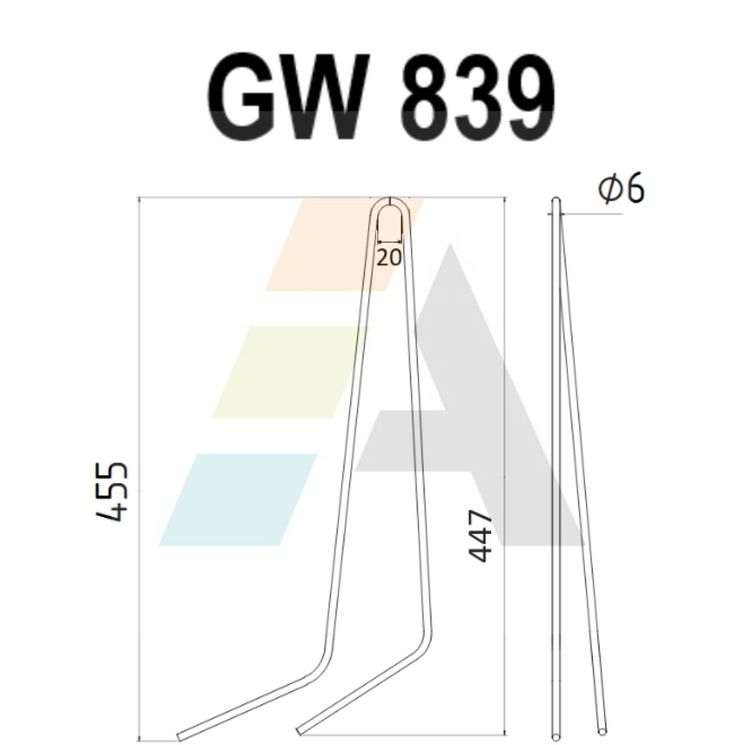 Dent de faneuse pour VICON, 900.91477, pièce interchangeable