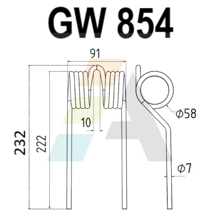 Dent pick-up 232mm, fil 7mm, pour presse à balles FOSSARD, pièce interchangeable