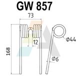 Dent double griffe pour faneuse 6mm x 168mm, UNIVERSEL, pièce interchangeable