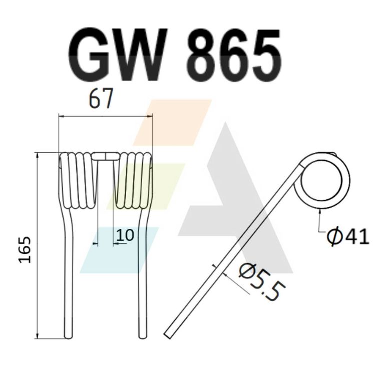 Dent pick-up 165mm, fil 5,5mm, pour presse à balles KRONE 2700 1457.0, pièce interchangeable