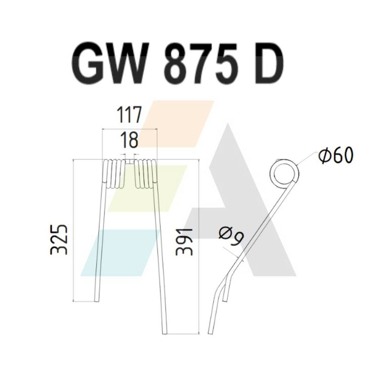 Dent double griffe pour faneuse YLO, 210 1875, pièce interchangeable