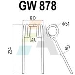 Dent pick-up 224mm, fil 7mm, pour presse à balles DROUET, PDS.DT.7 75, pièce interchangeable