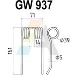 Dent pick-up 71mm, fil 5mm, pour presse à balles HESSTON 700056205, pièce interchangeable