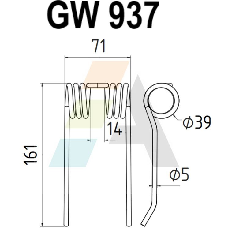 Dent pick-up 71mm, fil 5mm, pour presse à balles HESSTON 700056205, pièce interchangeable