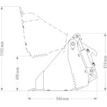 Godet 4 en 1 standard M41B, de 1.20 à 2.40 mètres, 0.36 à 0.72 m², sans coupleur hydraulique, FK MACHINERY